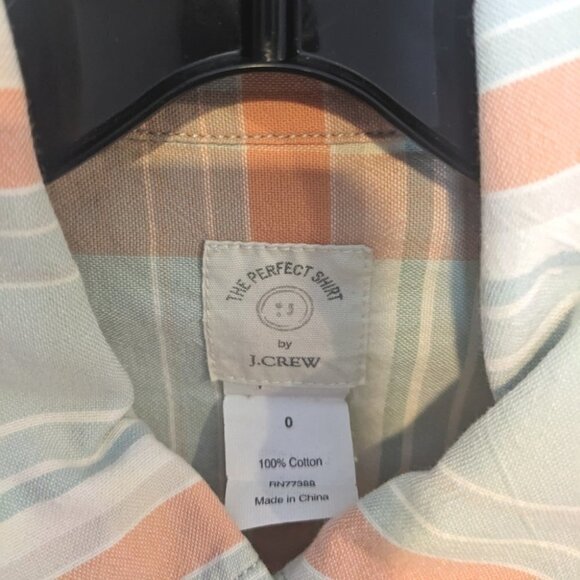 J. Crew | The Perfect Shirt in Mint/Coral Plaid - Picture 4 of 7